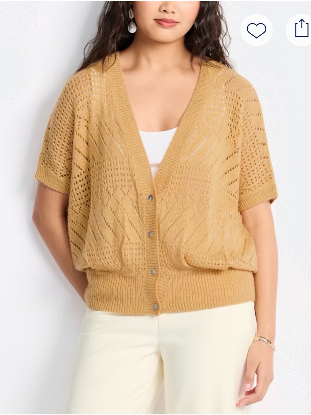 Bobeau Layne Short Sleeve Dolman Button Front Cardigan